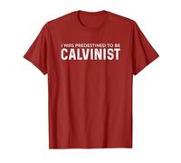 Predestined Calvinist Tshirt for Christians Love John Calvin T-Shirt, Men, Cranberry Red, Medium