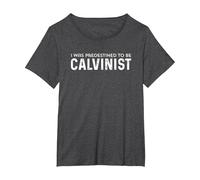 Predestined Calvinist Tshirt for Christians Love John Calvin T-Shirt, Women's Plus, Dark Heather Grey, 2X
