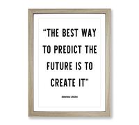 Predict The Future Typography Quote Framed Print | A3 Oak Framed Wall Art | Ready to Hang | Modern Positive Affirmations Picture | Living Room Bedroom Lounge Office