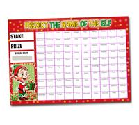 Predict the Name of the Elf Christmas Scratch Card Fundraising Game, 100 Names, A4 Size, Fundraising