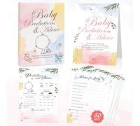 Predictions & Advice Cards for Shower Games, 50 Pcs Party Prediction Cards, Display Stand, Advice and Wishes for New Parents to Be, Boys Girls Gender Reveal Games for Guests, Style-001