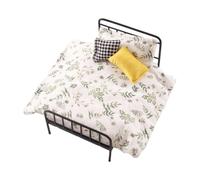 predolo 1/12 Scale Dollhouse Bed, DIY Miniature Furniture, Role-playing, Double Bed, Dollhouse Model, Diorama Decoration, Green grass