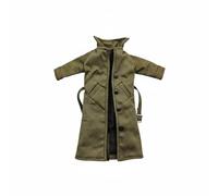 predolo 1/12 Scale Trench Coat Poseable with Internal Wire Miniature Duster British Style Toy Accessory for Collectors, Hobbyists, Army Green