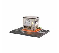 predolo 1/64 Corner Inn Model Detailed Accessories 1:64 Scale Diorama LED Lighted Parking Scene for Collectors, Shelf Display, Collection Cabinet