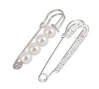 predolo 2 Pieces Elegant Crystal Pin Brooch Clip for Women Scarf Coat Dress, Silver-01