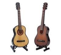 predolo 2 Pieces Miniature Guitar Model With Stand Classical Guitar Figurine Realistic Design House Decoration for Music Lovers, Music Enthusiasts, Bookshelf
