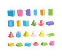 predolo 24 Pieces of Three-dimensional Geometric Blocks for Math: Volumes, Surfaces, And Cubes. Patterned Blocks for Development