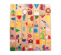 predolo 28Pcs Animal Dominoes Matching Game Shape Recognition Early Education Wooden