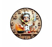 predolo 2D Wall Clock Light Luxury Silent Wall Clock Decorative Home Decor, 34cm, Chef Man With Knife And Fire HS-009-3
