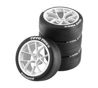 predolo 4 RC Car Tire Rims, Rubber Tires, Replaceable Spare Parts, Accessories, Vibration-, Non-Slip for Remote Controlled Vehicles, Children's Worksh, White