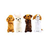 predolo 4X Stuffed Dog Shaped Pencil Cases Pen Bags Adorable Stationery Accessories Cosmetic Bags Animal Pouches for Children Teens, Brown