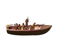 predolo 6 X 1/64 Tiny Resin Figures, Miniature Figures, Collections, Dioramas, Landscape Scenes for Games And Role-Playing Games, with Boat