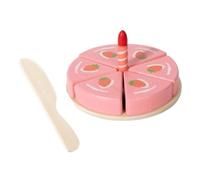 predolo 80 Sets Wooden Cake Playset Cuttable Wooden Cake Toy Pretend Kitchen Set Toy Dessert Set for Girls, Kids , Simulated Birthday Cake Strawberry