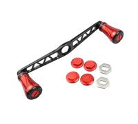predolo Aluminum Alloy Reel Crank Ergonomic Grip Left Right Swap Handle Smooth Retrieval Aluminum Reel Crank for Anglers, Black Red