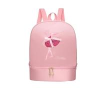 predolo Ballet Dance Backpack with Separate Shoe Compartments, Cute Portable Girls' Ballerina Bag, Handbag for Latin Dance, Sports, Travel, Pink Style B