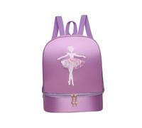 predolo Ballet Dance Backpack with Separate Shoe Compartments, Cute Portable Girls' Ballerina Bag, Handbag for Latin Dance, Sports, Travel, Purple Style A
