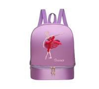 predolo Ballet Dance Backpack with Separate Shoe Compartments, Cute Portable Girls' Ballerina Bag, Handbag for Latin Dance, Sports, Travel, Purple Style B