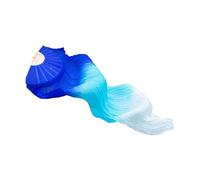 predolo Belly Dance Faux Silk Fan,Show Arts,Stage Performance,for Dancer Women, blue, Left Hand