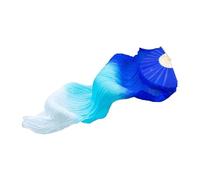 predolo Belly Dance Faux Silk Fan,Show Arts,Stage Performance,for Dancer Women, blue, Right hand