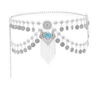 predolo Belly Waist Chain, Exotic Costume Accessories, Double Layer, Silver