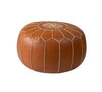 predolo Boho Handmade PU Moroccan Pouf Cover Footstool Ottoman Leather Poufs Unstuffed Floor Cushion, Color A