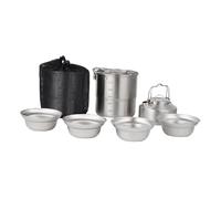 predolo Camping Cookware Set, Pot And Bowl with Folding Handle, Picnic Cooking Set with Kettle, Outdoor Accessories
