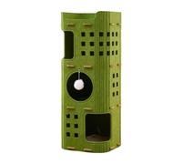 predolo Cat Cave Bed, Multi-Layer Hiding Furniture with Dangling Ball, Toy for Kittens Playing Indoor And Outdoor, Green Three Layer
