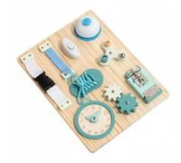 predolo Children Learning Board Busy Board Table Activity Table Bead Maze Wooden Toy Encouraging Grasping Sliding Turning Matching for fine motor, Blue Clock Busy Board