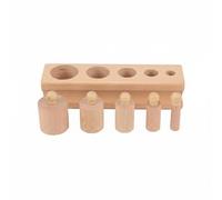predolo Children Learning Cylinder Wooden Style Board Educational Socket Cylinder Toy With Insert And Match Practice For Focused Skills Suitable for classroom, Natural Wood Thick And Thin Set