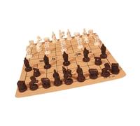 predolo Chinese Chess Retro Terracotta Chess Set Classic Family Board Storage Box PU Leather Resin Pieces Suitable for Gift Giving, L