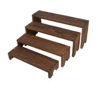 predolo Collectible Display Steps Solid Wood Tiered Figurine Stand Space Saving Wooden Display Riser Set for Collectors, Desktop, Cabinet