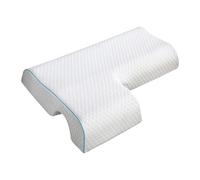 predolo Couples Merging Pillow Side Sleeper Cushion with Arm Opening Memory Foam for Special Occasions, Blue Edged Right