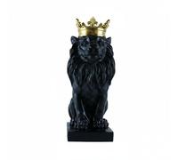 predolo Crown Lion Statue Nordic Design Lion with Crown Ornament Creative Gift House Decoration for Living Room, Entryway, Bedroom, Black, 14-19-36cm