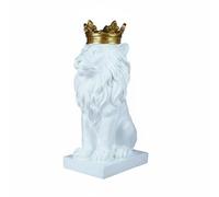 predolo Crown Lion Statue Nordic Design Lion with Crown Ornament Creative Gift House Decoration for Living Room, Entryway, Bedroom, White, 14-19-36cm