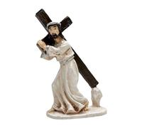 predolo Crucifix Figurine Holy Jesus Resin Sculpture Decor Catholic Religious for Desktop Shelf