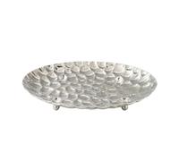 predolo Decorative Fruit Tray Electroplated Oval Serving Tray Honeycomb Texture, Small, Without Base, Electroplated Silver Honeycomb Tray, Small, Without Base, 20cm X 12.5cm X 3.5cm