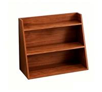 predolo Desktop Storage Rack Solid Wood Cosmetic Display Stand Sturdy and Retro Organizer for Dressing Table, Large, Slanted Three-Tiered Shelf