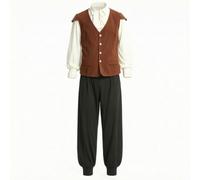 predolo Festive Bavarian Costume with Vest, Khaki Set, L
