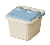 predolo Foot Bath Basin Sturdy Multipurpose,Convenient with Handle,Lightweight Portable Pedicure Massage Acupoint, Foot Soak Tub, Blue with lid
