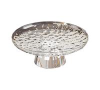 predolo Fruit Bowl with Pedestal, Decorative Bowl, Portable, Multi-Purpose, Serving And Snack Tray, Fruit Plate for Table, Kitchen, Decor, White and Silver