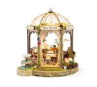 predolo Garden Gazebo Estate Ornament Decorative DIY Assembly Model Handmade Dollhouse Kit for Home Display