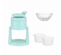 predolo Hand-Crank Ice Crusher Non-Electric Manual Ice Crusher Compact Home Kitchen Appliance, Green, Ice Shaver + 2 Ice Molds + Glass Ice Bowl