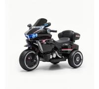 predolo Kids Stable Youngster's Push-Along Motorcycle Vehicle with Storage Box for Playroom, Black, Dual Drive 12V7A Painted Leather Seat