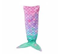 predolo Mermaid Sleeping Bag Warm and Comfortable Mermaid Tail Blanket Skin Friendly Fish Scale Pattern Blanket for Girls, Lounging, Pink Green, 120-60cm