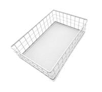 predolo Metal Wire Storage Baskets, 24.5x16.5x7cm Metal Wire Storage Organizer Baskets, Stackable Organizer Bins for Kitchen, Pantry, Bathroom, Laundry Room, Cabinet, Closet, Refrigerator, White