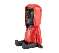 predolo Moai Statue Decor Easter Island Head Statue Lightweight Antique Ornament Retro Figure Resin for Desk Office Bookshelf, Black Red