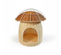 predolo Mushroom Shape Bed Cat House Wicker Pet Hideaway Indoor Handwoven Rattan Shelter Breathable Weave Cozy Retreat Suitable for modern homes boho style rooms minimalist