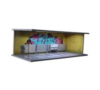 predolo Parking Lot Model Diorama Tabletop Ornament 1:64 Scale Miniature Architectural Scene Photo Prop for Collector, Graffiti pattern