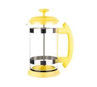 predolo Plunger Pot Coffee Maker Stainless Steel Strainer Glass Coffee Plunger Multi-Function Tea Press Pot for Home, Office, Kitchen, Yellow