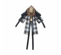 predolo Preppy Uniform Bow Tie Handmade Pre-Tied Bow Brooch Rhinestone Embellished Vintage Design Necktie Pin for Women, Girls, Formal Events, Cosplay, Black, Pin
